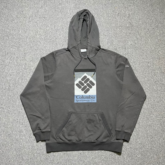 Columbia Other - Columbia Sportswear Hoodie Size L Gray Graphic‎ Logo Pullover XM0399 Mens